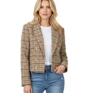 Elie Tahari Womens Tweed Jacket Blazer Autumn Glen Check Prince of Wales Size 6
